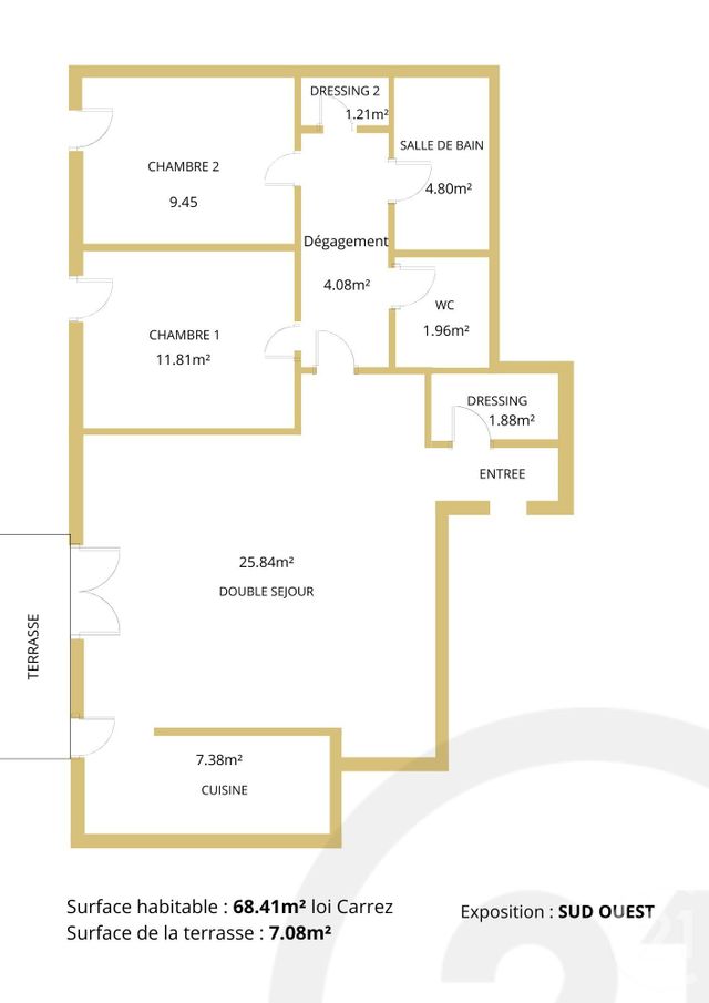 Appartement F3 à vendre - 3 pièces - 70.0 m2 - ANTONY - 92 - ILE-DE-FRANCE - Century 21 Agence Fleurie